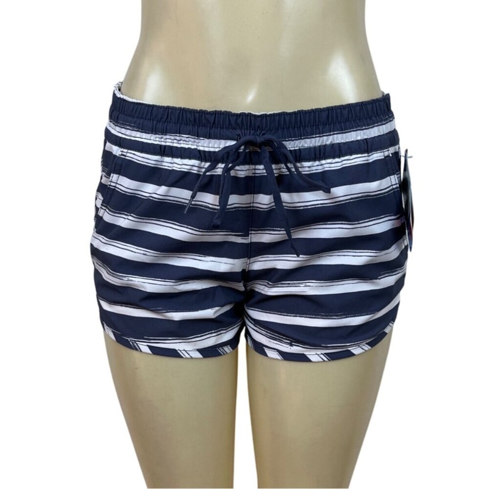 Columbia Womens Omni-Shade Regular Fit Striped Navy & White Shorts Size S - New